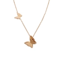 Rose gold titanium butterfly necklace with layered matte and polished pendant finish - Rose Gold