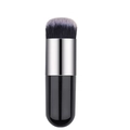 Detail of soft black and grey gradient bristles on a professional kabuki foundation brush - Black/Silver