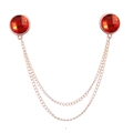 Catena da colletto alla moda con doppie nappe dorate e accenti di pietre rosse - Rosso