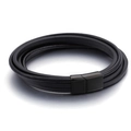 Pulsera multicapa de cuero negro para hombre con cierre magnético de acero - Estilo Trenzado de Varias Capas Negro (KB84833-K)
