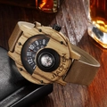 Outdoor wooden watch with brown leather strap and integrated compass dial design - JIACHEN Light Wood Case Brown Leather Strap Compass / Leather Strap Light Peachwood
