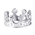 Macro detail of a silver stainless steel crown ring featuring a cross and polished finish - All Steel Color