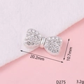 Fiocco argentato con strass da 20,2 mm x 10,7 mm per decorazioni fai da te casa - D275 Fiocco Verniciato Argento (Piccolo)