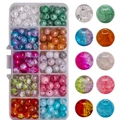 DIY colorful gradient glass beads kit in a 10-compartment storage box for jewelry - Broken Jade & Floral approx 200pcs