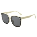 Lunettes de soleil carrées oversize blanc crème avec branches tressées et verres foncés - Monture Blanc Cassé Verres Gris