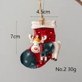 Christmas stocking deer resin ornament No.2, red and green, 7cm height with twine hanger - Reindeer Christmas Stocking