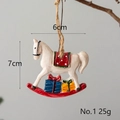Retro resin rocking horse Christmas ornament with red saddle and gift box base - Rocking Horse