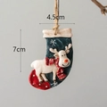 Christmas stocking resin ornament No.3 with reindeer and red white plaid scarf décor - Blue Christmas Stocking Reindeer