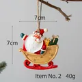 Christmas tree ornament Santa Claus on red sleigh with gifts and rustic hemp rope, 7x7cm - Style 2 (Santa with Gifts on Sleigh)