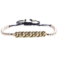 Dreifarbiges Perlenarmband mit schwarz mikro-gepflastertem Zirkonia für Damen und Herren - Mehrfarbige Perlenkette
