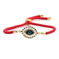 Adjustable red woven chain bracelet with gold zircon-set Evil Eye pendant for women - Red Rope Evil Eye Pendant Style (B0072)