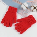 Detailed close-up of red knit gloves with ribbed cuffs on a cozy aesthetic background - 2-11 Years / Red