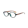 Occhiali ovali neri classici con stanghette tartarugate e filtro per luce blu - Leopardo Verde