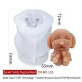 Teddy dog silicone mold for DIY ice and candles, including detailed product dimensions - Small Teddy Dog
