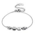 Pulsera LOVE minimalista de plata con circonitas y cadena ajustable de acero inoxidable - Acero (KB115705-K)