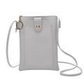 Mini sac bandoulière gris en cuir PU pour téléphone avec anneau doré et design minimaliste - 14.5*1.5*19.5cm / Gris clair