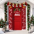 Merry Christmas Türbanner in Rot-Schwarz kariert und Joy Türhänger Weihnachtsdeko - X2-7 Glocken-Stil