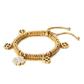 Adjustable 18K gold-plated clover bracelet with ribbed beads and sparkling diamonds - Gold Style (KB114994-KFC)
