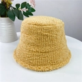 Ginger yellow sherpa fleece bucket hat for women with warm textured lamb wool fabric - Adjustable M (56-58cm) / Turmeric
