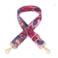 Bandoulière réglable en tissu rose fleuri avec mousquetons et boucles en métal doré clair - Motif Rouge