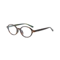 Occhiali ovali retrò tartarugati con rivetti in argento e lenti trasparenti anti luce blu - Tortoise