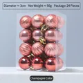 Set di 24 palline di Natale color champagne con finiture lucide, opache e testurizzate - 3cm Champagne/Confezione da 24