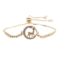 Elegante vergulde verstelbare kettingarmband met micro-pave zirkonia hertenhanger - Gouden Kralen Box Ketting (Hert)