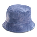 Detailed view of the tie-dye pattern and corduroy texture on this blue and white bucket hat - 58cm / Thick Stripe Dark Blue