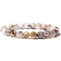 8mm natural striped agate bead stretch bracelet with brown and white banded patterns - Silk Agate