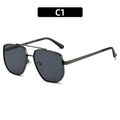 Gafas de sol de aviador en color gris metálico con lentes negras y doble puente - Montura Negra Lentes Grises (C1)