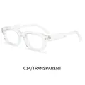 Retro thick square sunglasses with transparent frame and minimalist C14 clear design - Transparent Frame Clear Lens
