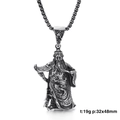 Collier avec pendentif Guan Yu rétro en acier inoxydable et chaîne boîte argent - Style d'image du corps entier de Guan Yu (G5)