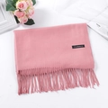 Pink cashmere imitation scarf with fringe details and classic soft woven texture - Dusty Pink