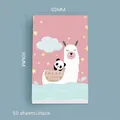 Pink alpaca and panda notepad, 50 sheets, 60x90mm compact cartoon sticky notes - Llama Riding Panda Style (SR1003-7)