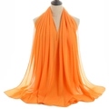 Detail of vibrant orange chiffon hijab with a smooth drape and semi-transparent texture - Orange Style (YW016-62#)