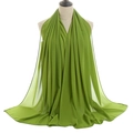 Grass green pearl chiffon long shawl wrap with breathable lightweight fabric - Lawn Green