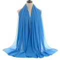 Solid blue premium pearl chiffon hijab shawl with elegant drape for women - Deep Sky Blue