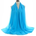 Lightweight breathable pearl chiffon long shawl wrap in bright royal blue for women - Bright Blue (61#)