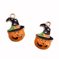 Halloween pumpkin with witch hat charms in gold finish for DIY jewelry crafts - 3D / Pumpkin with Hat