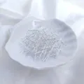 Silver flat head T-pins for jewelry making on a decorative shell tray with white silk - 0.5x26mm (100 Pcs) / Silver