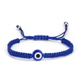 Blaues Evil-Eye-Armband mit handgewebter Kordel und verstellbarem Schiebeknoten - Böses Auge / Blau
