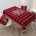 Red buffalo plaid Christmas tablecloth and matching reindeer cushions set for dining - 40*70cm / ZB007-2 Red Black Plaid Christmas