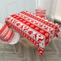 Nordic red Christmas tablecloth set with reindeer snowflake patterns and pillowcases - 40*70cm / ZB007-7 Classic Red Christmas