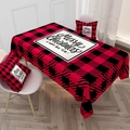 Red and black plaid Christmas tablecloth and matching pillowcases with festive greeting - 40*70cm / ZB007-5 Red Black Plaid Happy New Year
