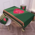 Green Christmas tablecloth and pillows set featuring red Christmas Wishes heart design - 40*70cm / Green Heart Wishes (ZB008-8)