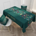 Dark green Christmas tablecloth with gold reindeer and Merry Christmas print - 40*70cm / Dark Green Christmas Greetings (ZB008-7)