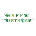 Green dinosaur theme happy birthday paper banner for kids party decoration and tableware - Dinosaur Happy Birthday Banner