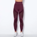 Dettaglio dei legging yoga senza cuciture a vita alta con motivi a rete traspiranti - XS / Borgogna