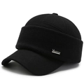 Winter Herren Schirmmütze in Schwarz mit Ohrenschutz und Strickdetail für Kälte - Einheitsgröße / Schwarz
