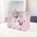 Pink unicorn cartoon gift bag with rainbow prints and a satin bow for children - Small (18*16*10cm) / Silver